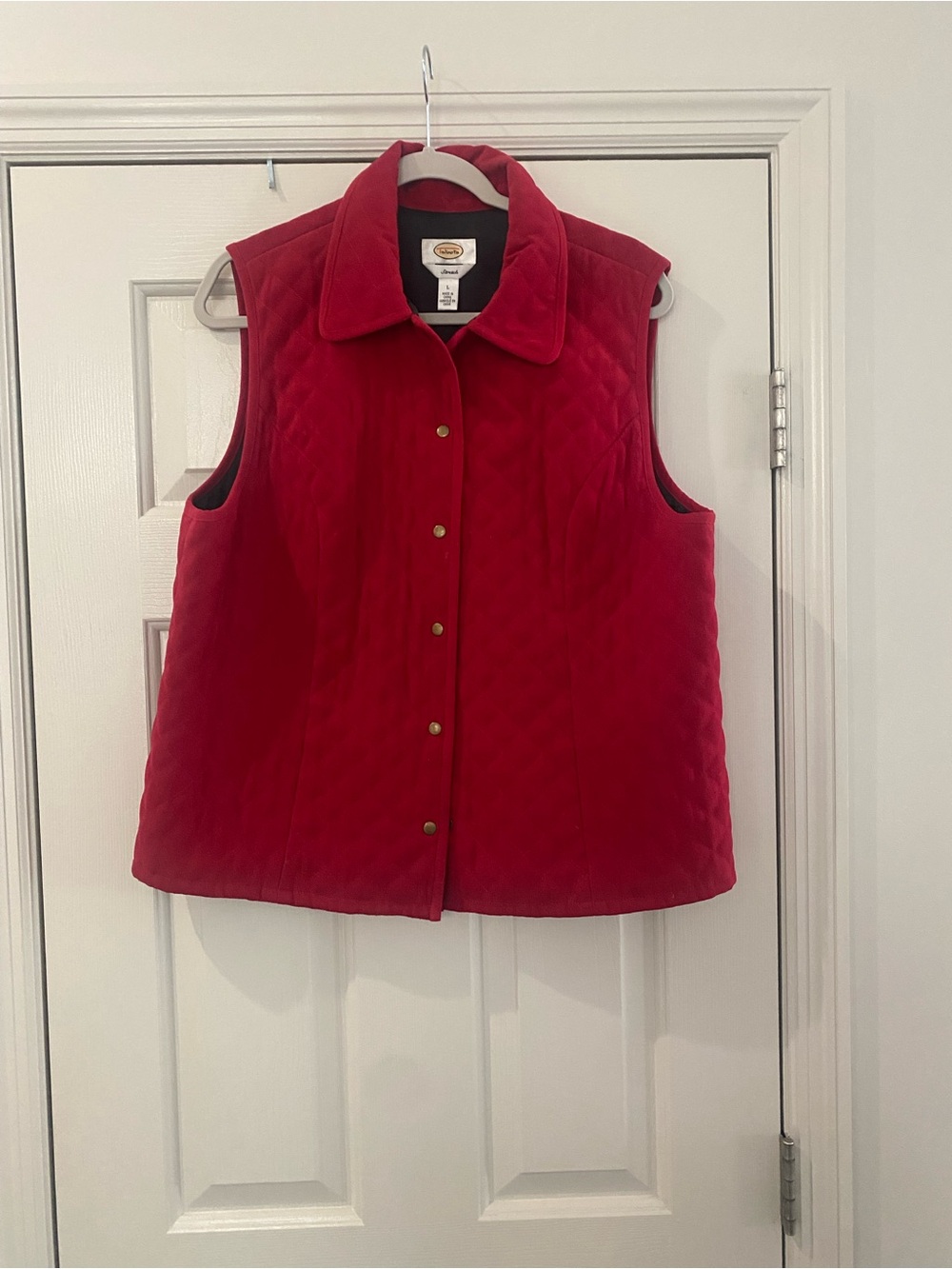 Talbots Classic Quilted Red Snap-Front Vest